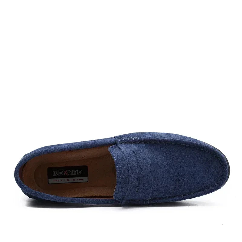 Mocassim-Masculino-Couro-Azul-Visao-Frontal